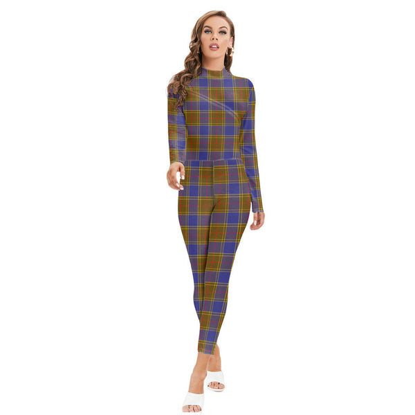 Balfour Modern Tartan Plaid Long-sleeved High-neck Jumpsuit