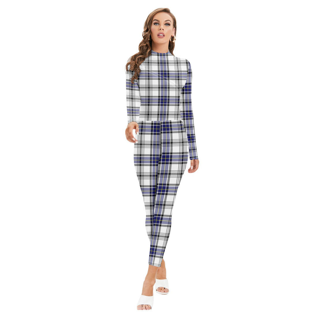 Hannay Modern Tartan Plaid Long-sleeved High-neck Jumpsuit