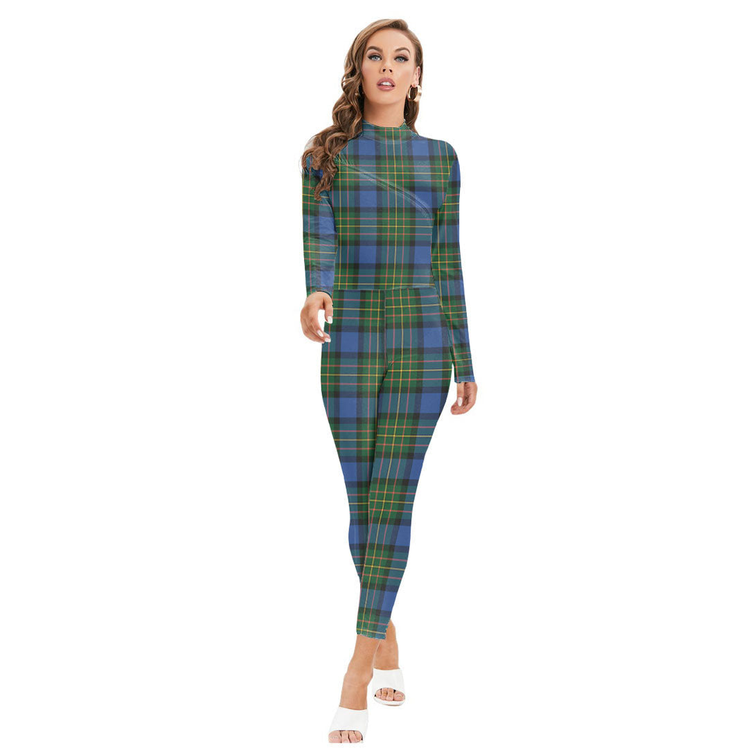 MacLaren Ancient Tartan Plaid Long-sleeved High-neck Jumpsuit