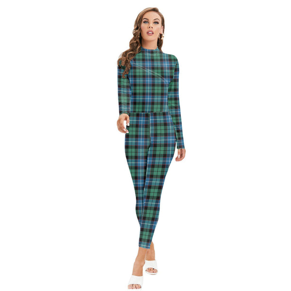 Galbraith Ancient Tartan Plaid Long-sleeved High-neck Jumpsuit