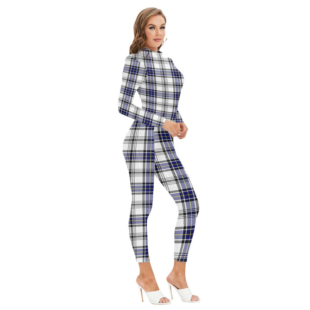 Hannay Modern Tartan Plaid Long-sleeved High-neck Jumpsuit