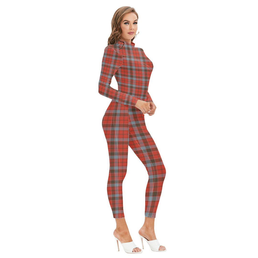 Robertson Weathered Tartan Plaid Long-sleeved High-neck Jumpsuit