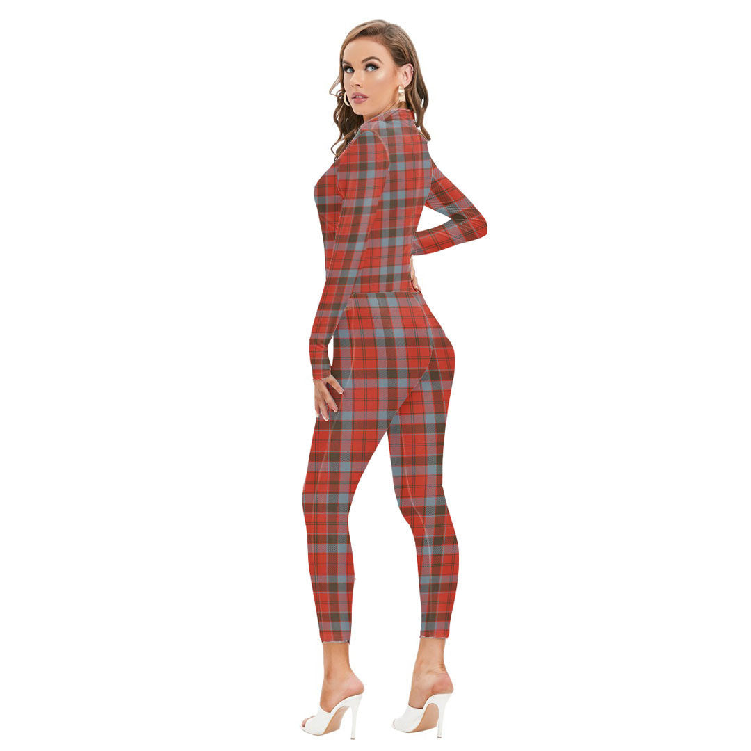 Robertson Weathered Tartan Plaid Long-sleeved High-neck Jumpsuit