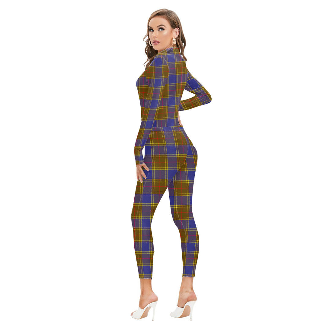 Balfour Modern Tartan Plaid Long-sleeved High-neck Jumpsuit