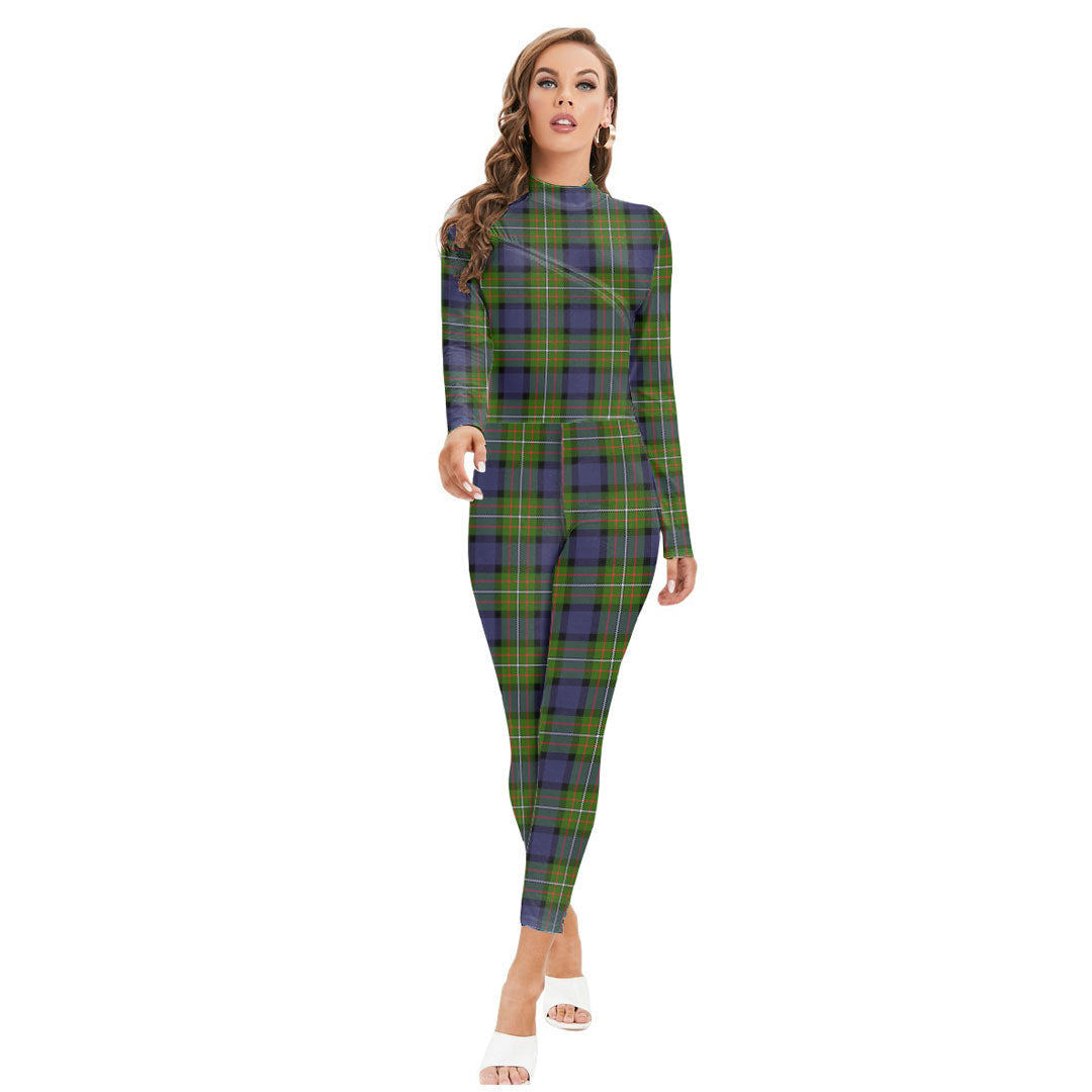 Fergusson Modern Tartan Plaid Long-sleeved High-neck Jumpsuit