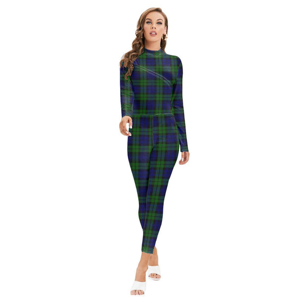 Campbell Modern Tartan Plaid Long-sleeved High-neck Jumpsuit