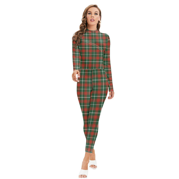 Princess Margaret Tartan Plaid Long-sleeved High-neck Jumpsuit