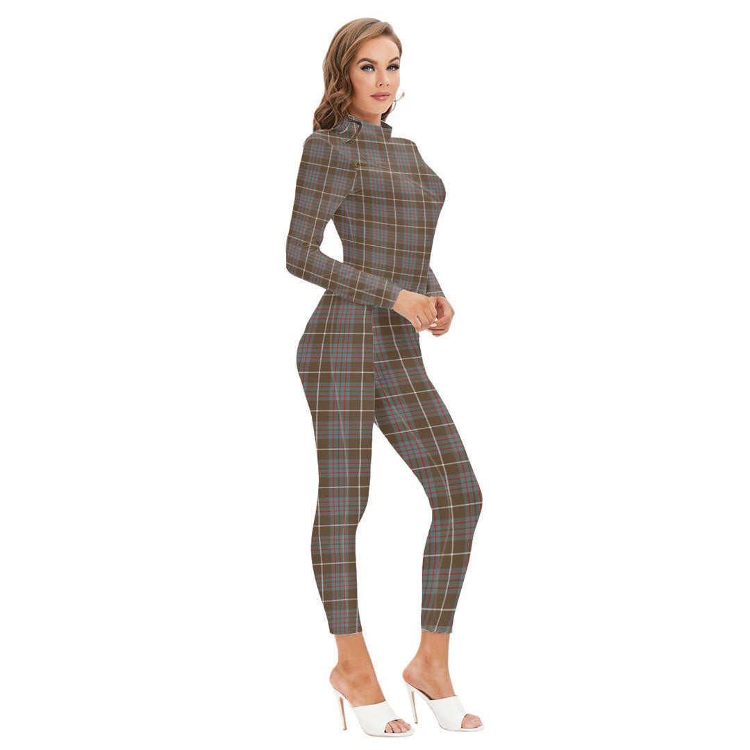 MacIntyre Hunting Weathered Tartan Plaid Long-sleeved High-neck Jumpsuit