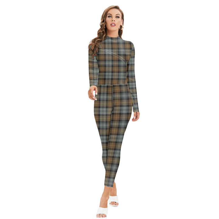 Gordon Weathered Tartan Plaid Long-sleeved High-neck Jumpsuit