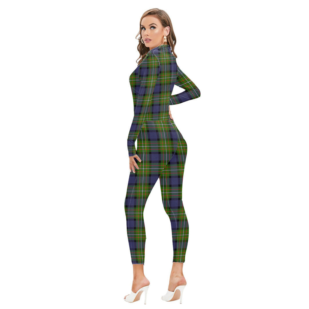 Fergusson Modern Tartan Plaid Long-sleeved High-neck Jumpsuit