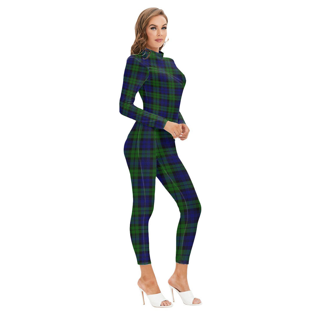 Campbell Modern Tartan Plaid Long-sleeved High-neck Jumpsuit