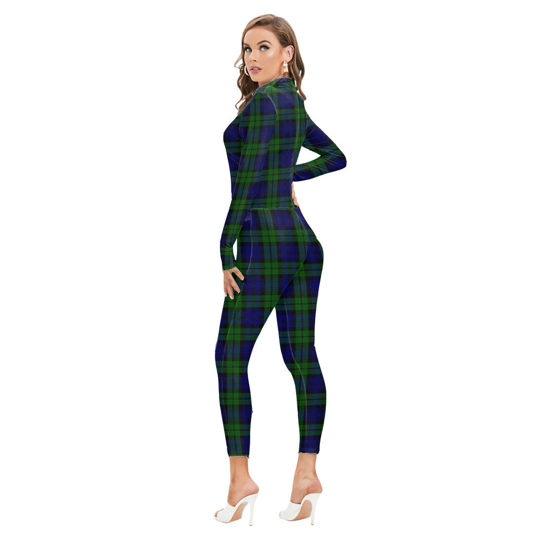 Campbell Modern Tartan Plaid Long-sleeved High-neck Jumpsuit