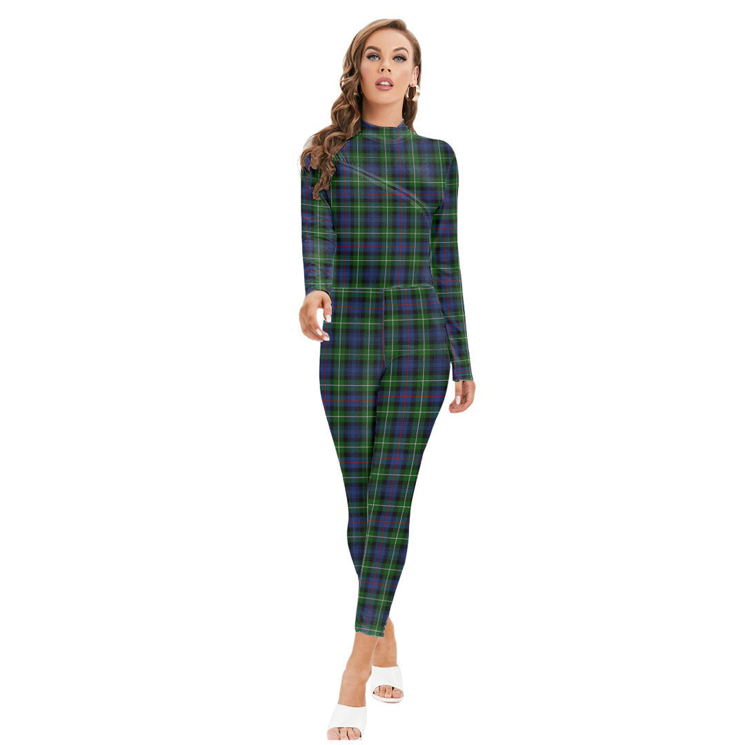 MacKenzie Modern Tartan Plaid Long-sleeved High-neck Jumpsuit