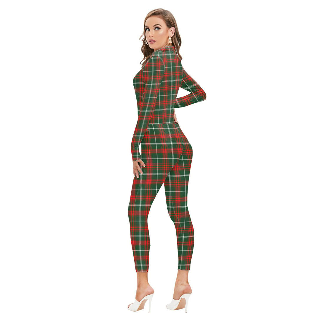 Princess Margaret Tartan Plaid Long-sleeved High-neck Jumpsuit