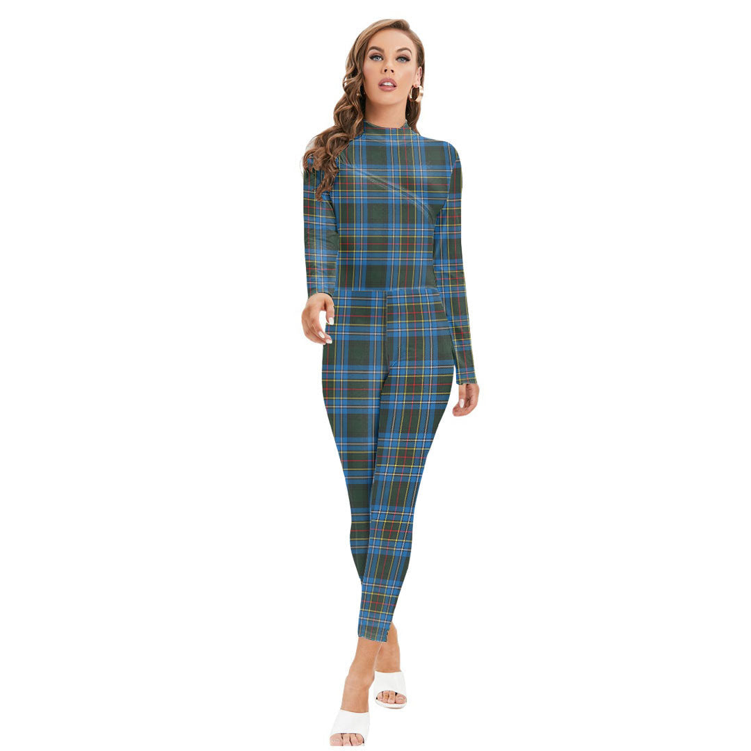 Cockburn Modern Tartan Plaid Long-sleeved High-neck Jumpsuit