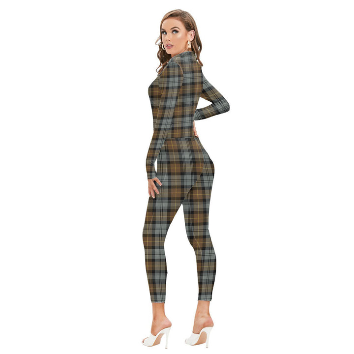 Gordon Weathered Tartan Plaid Long-sleeved High-neck Jumpsuit