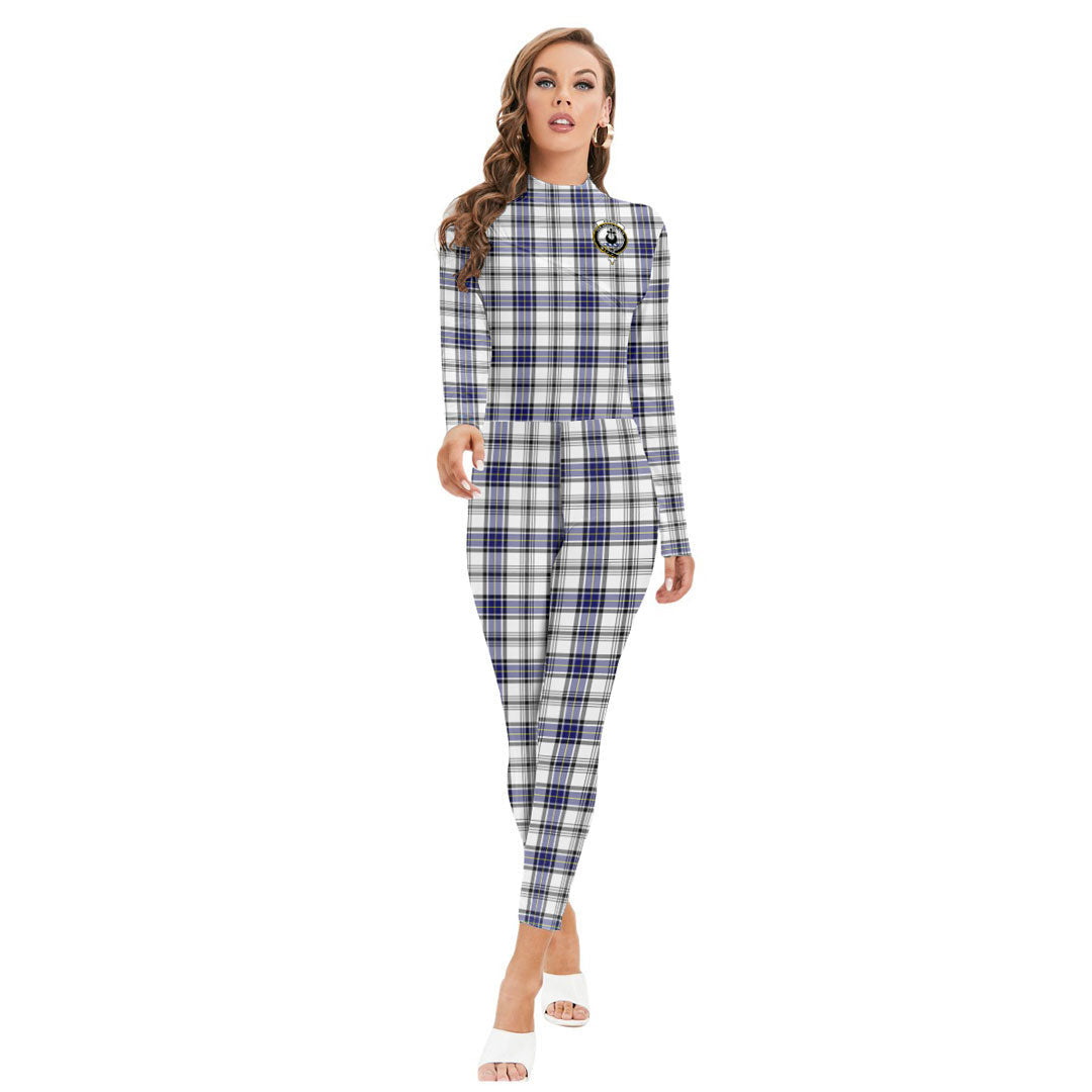 Hannay Modern Tartan Crest Long-sleeved High-neck Jumpsuit