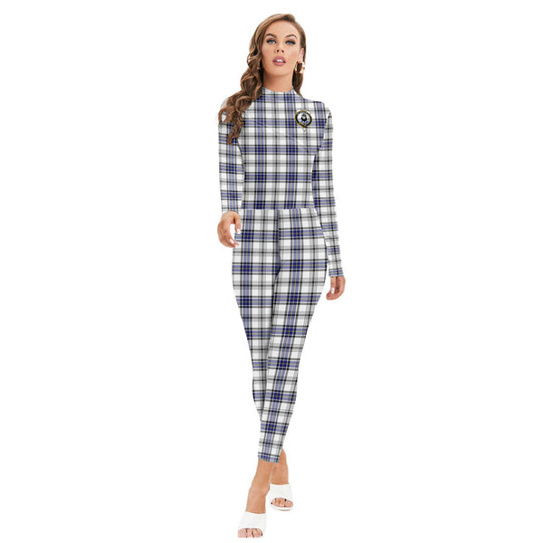 Hannay Modern Tartan Crest Long-sleeved High-neck Jumpsuit