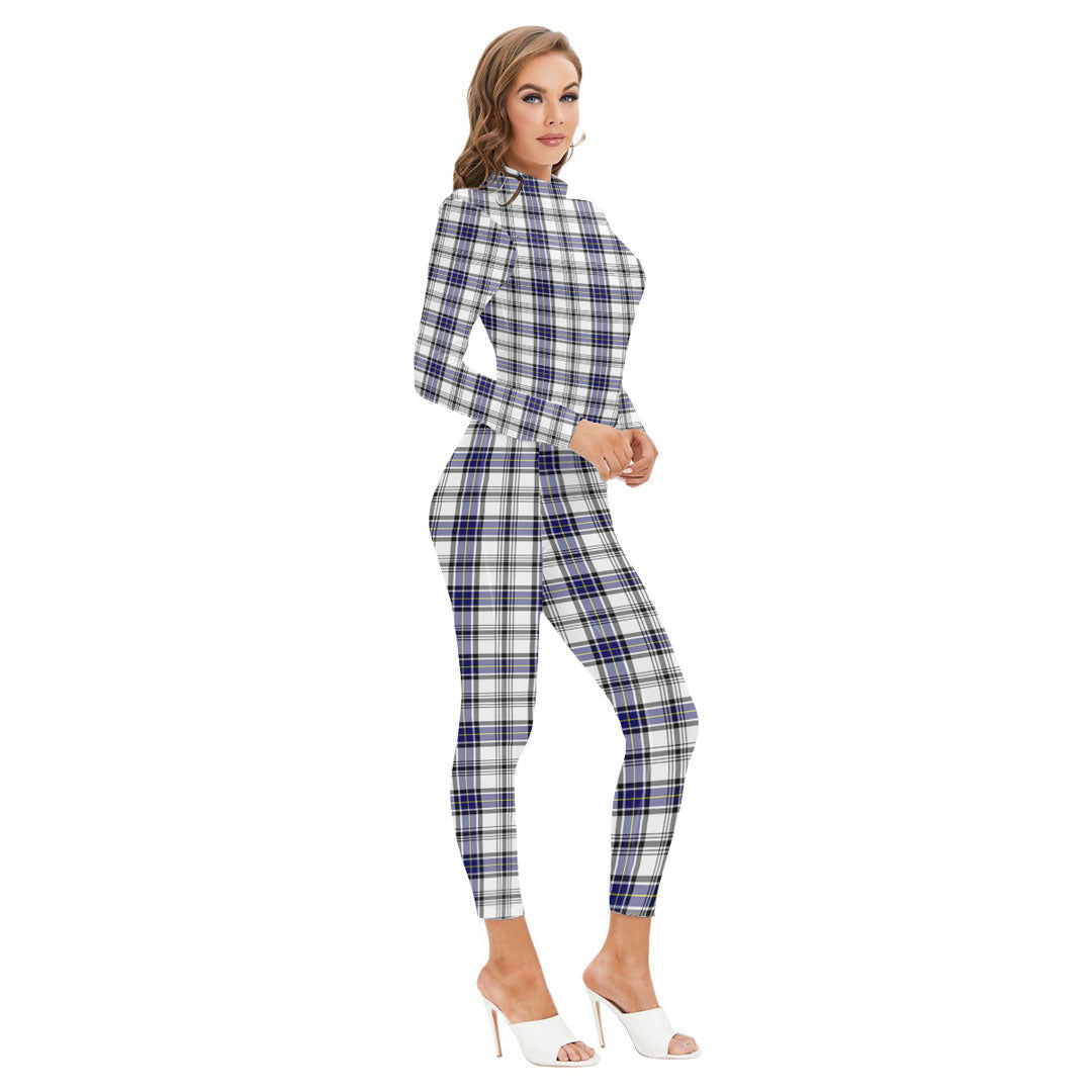 Hannay Modern Tartan Crest Long-sleeved High-neck Jumpsuit