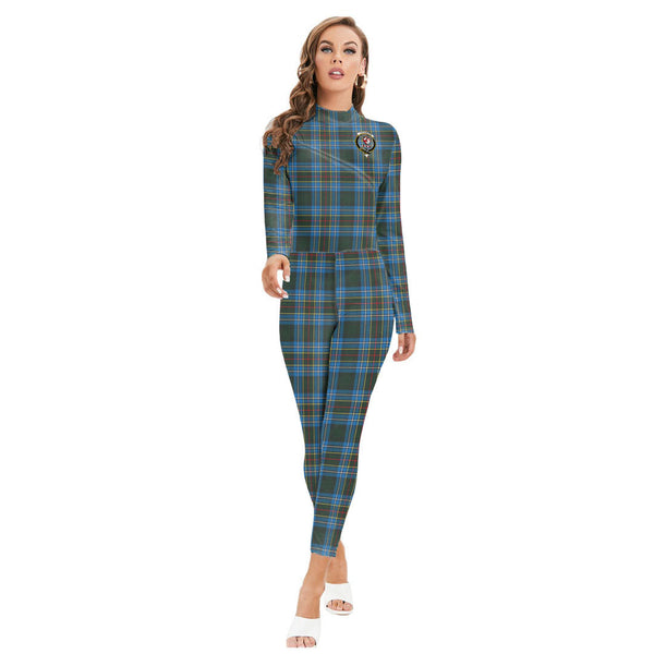 Cockburn Modern Tartan Crest Long-sleeved High-neck Jumpsuit