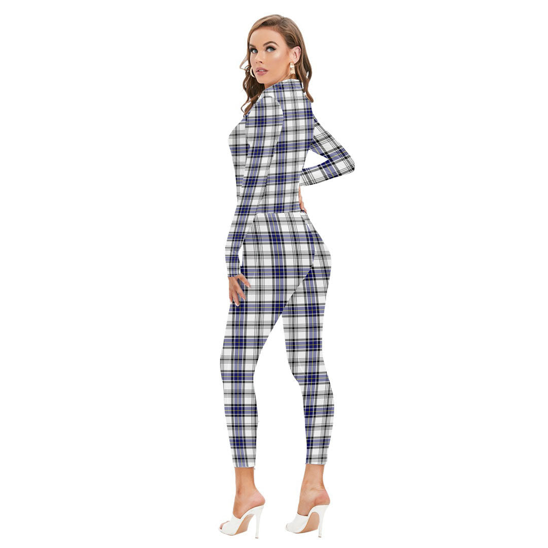 Hannay Modern Tartan Crest Long-sleeved High-neck Jumpsuit