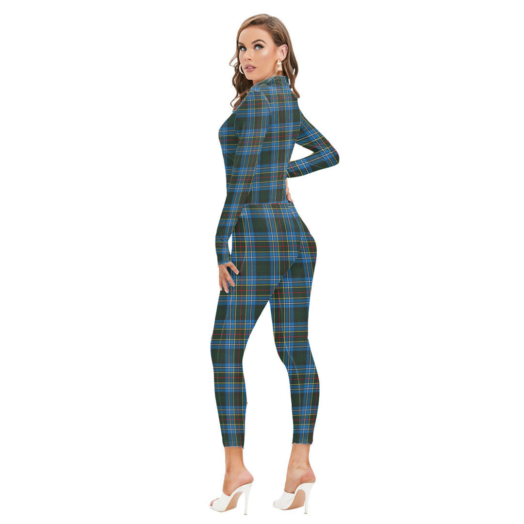 Cockburn Modern Tartan Crest Long-sleeved High-neck Jumpsuit