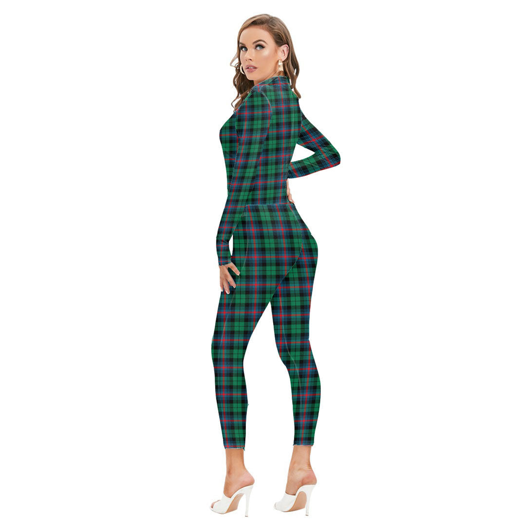 Urquhart Broad Red Ancient Tartan Crest Long-sleeved High-neck Jumpsuit