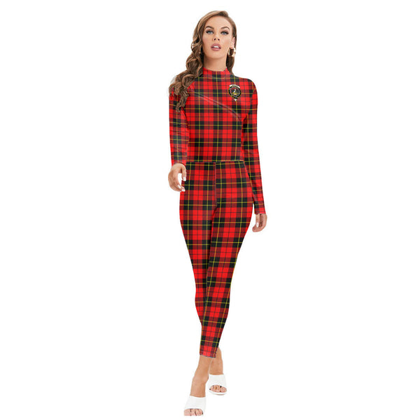 Wallace Hunting Red Tartan Crest Long-sleeved High-neck Jumpsuit