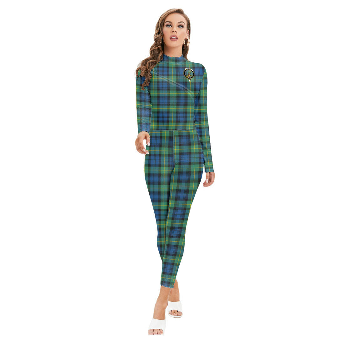 Gordon Ancient Tartan Crest Long-sleeved High-neck Jumpsuit