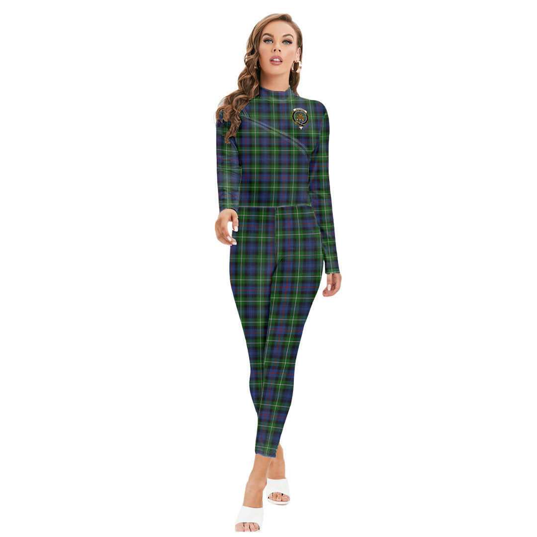 MacKenzie Modern Tartan Crest Long-sleeved High-neck Jumpsuit