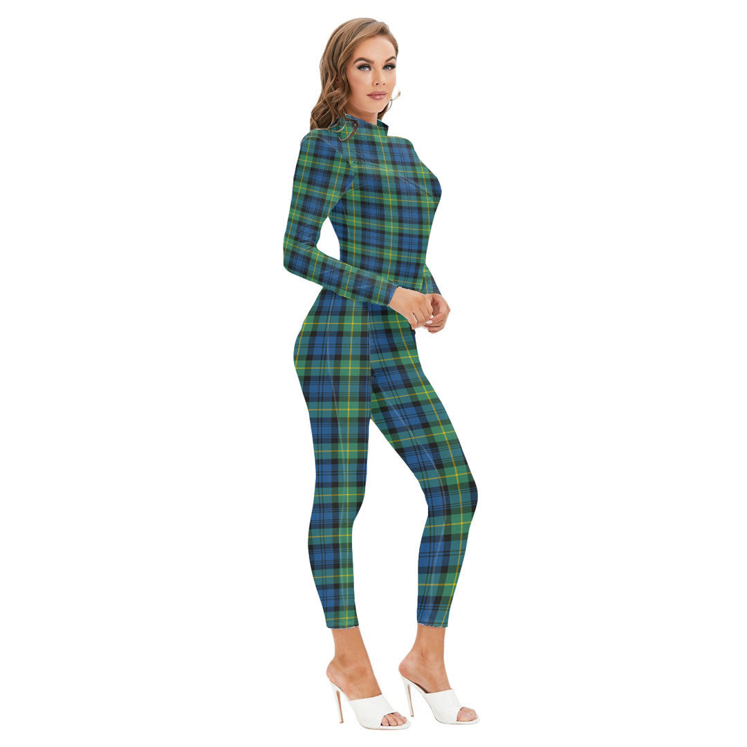 Gordon Ancient Tartan Crest Long-sleeved High-neck Jumpsuit