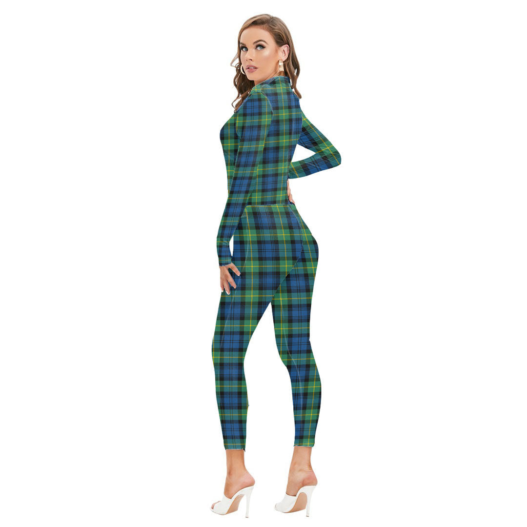 Gordon Ancient Tartan Crest Long-sleeved High-neck Jumpsuit