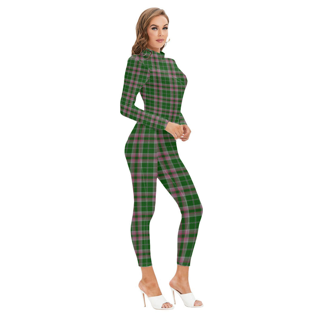 Gray Hunting Tartan Crest Long-sleeved High-neck Jumpsuit