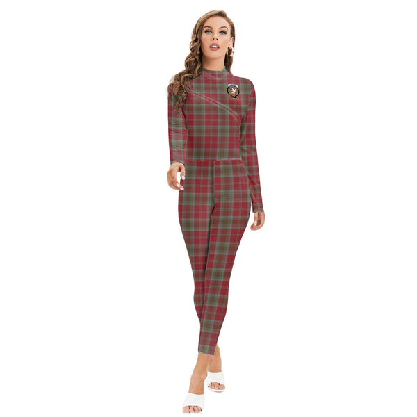 Lindsay Weathered Tartan Crest Long-sleeved High-neck Jumpsuit