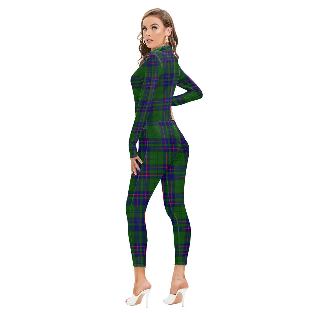 Lockhart Modern Tartan Crest Long-sleeved High-neck Jumpsuit