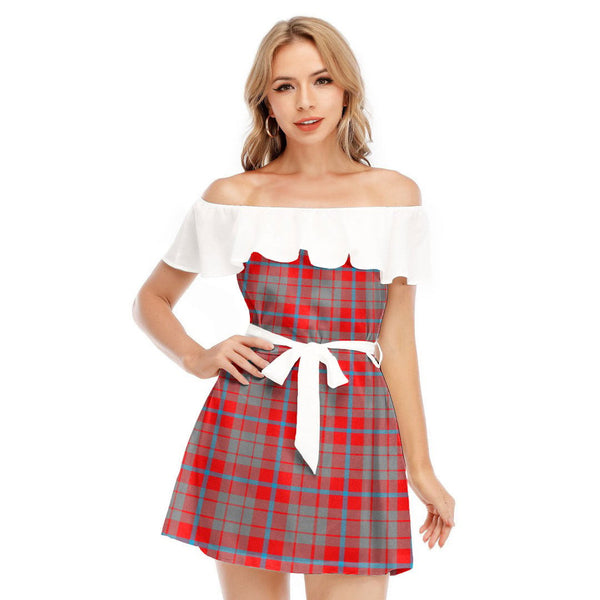 Moubray Tartan Plaid Off-shoulder Dress With Ruffle