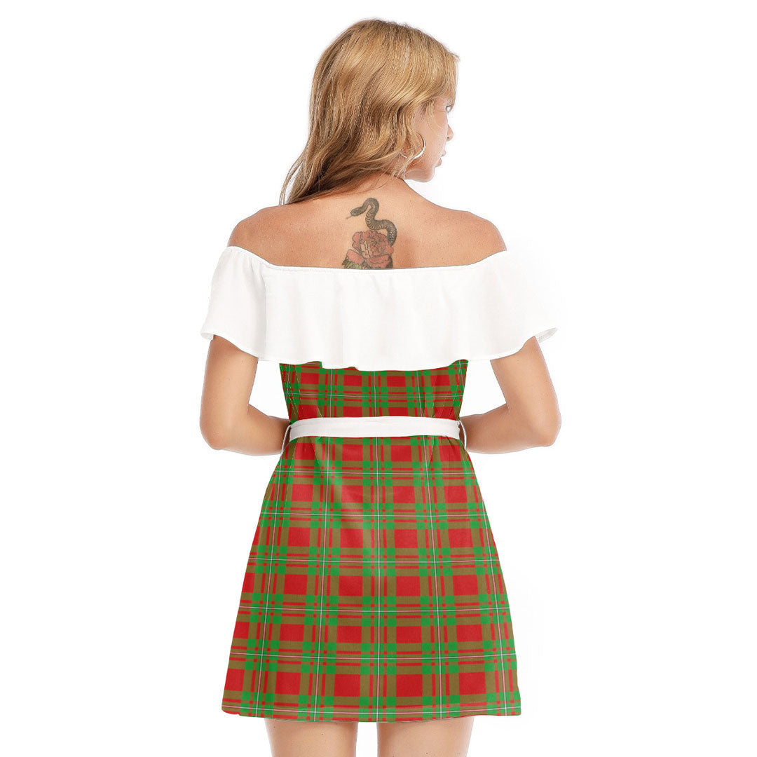 MacGregor Modern Tartan Plaid Off-shoulder Dress With Ruffle
