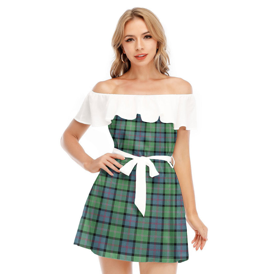 MacThomas Ancient Tartan Plaid Off-shoulder Dress With Ruffle