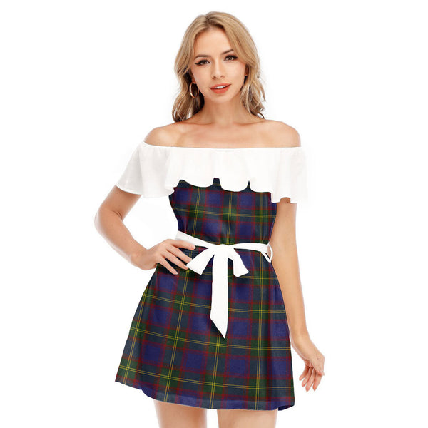 Durie Tartan Plaid Off-shoulder Dress With Ruffle