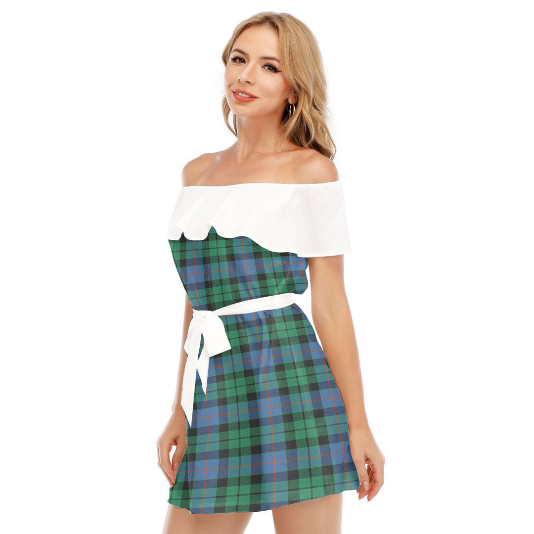 Morrison Ancient Tartan Plaid Off-shoulder Dress With Ruffle