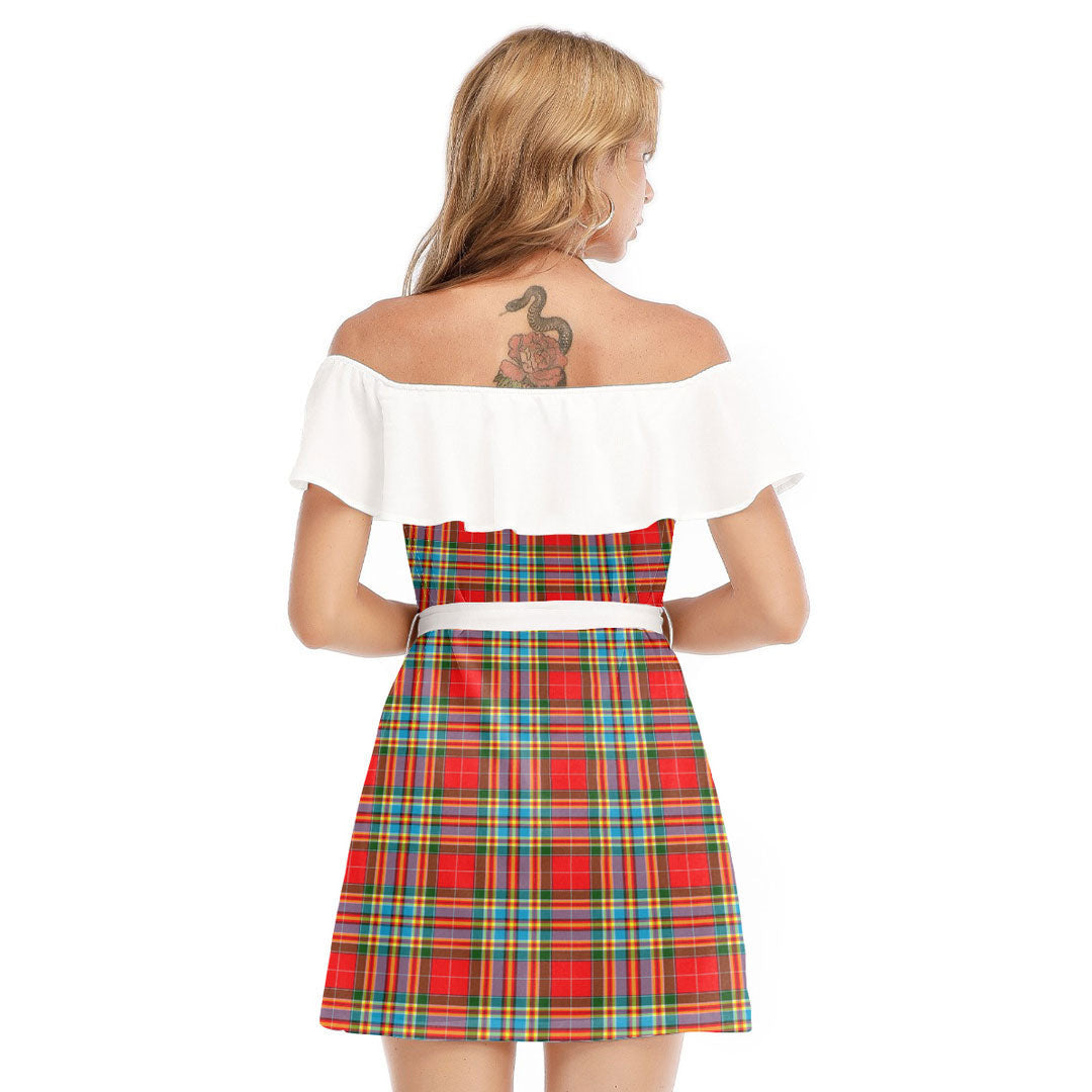 Chattan Tartan Plaid Off-shoulder Dress With Ruffle