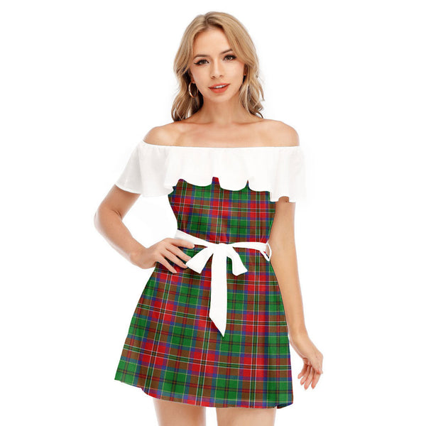 McCulloch Tartan Plaid Off-shoulder Dress With Ruffle