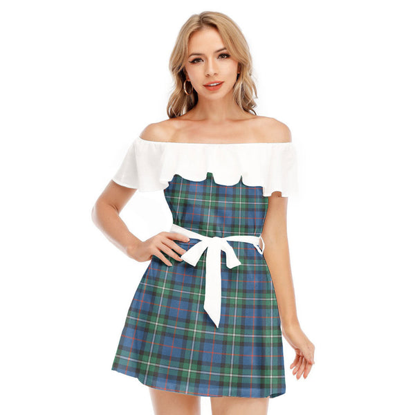 MacPhail Hunting Ancient Tartan Plaid Off-shoulder Dress With Ruffle