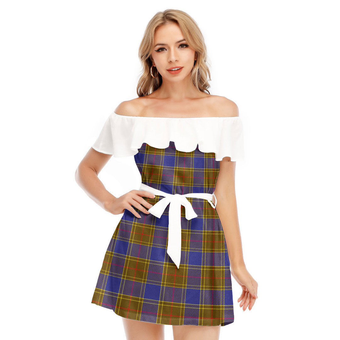 Balfour Modern Tartan Plaid Off-shoulder Dress With Ruffle