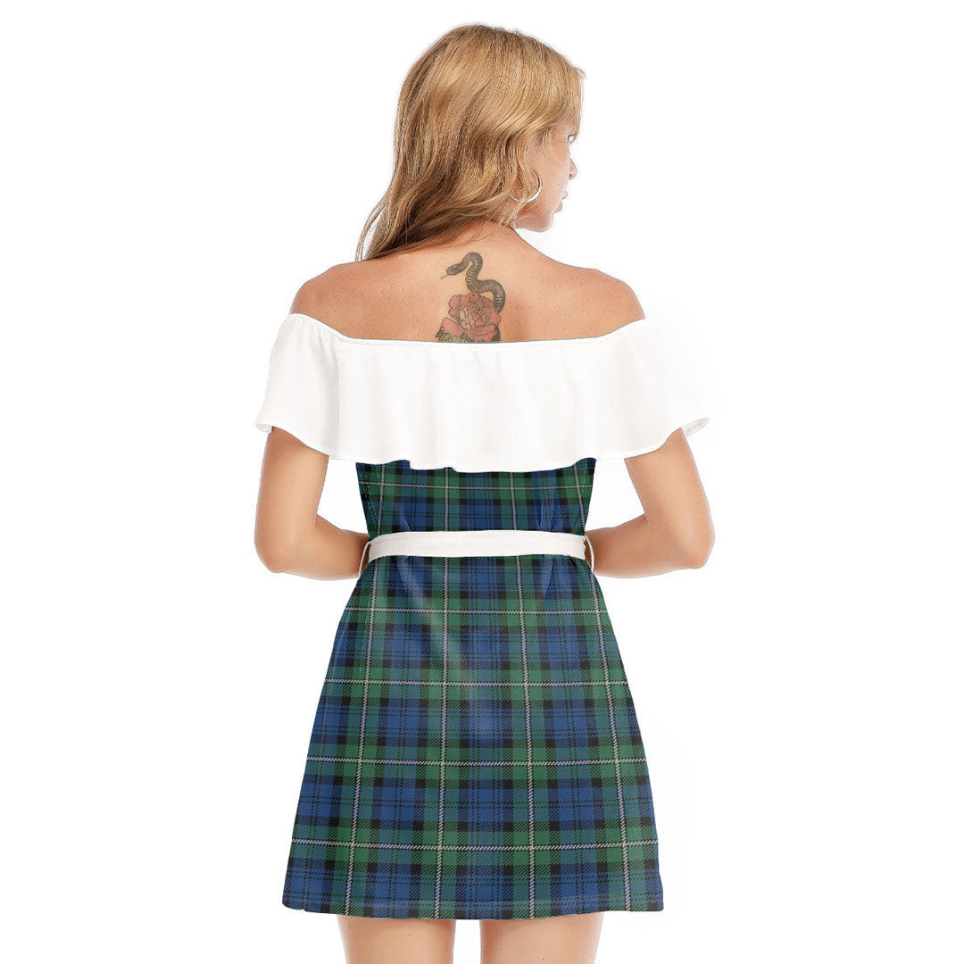 Forbes Ancient Tartan Plaid Off-shoulder Dress With Ruffle