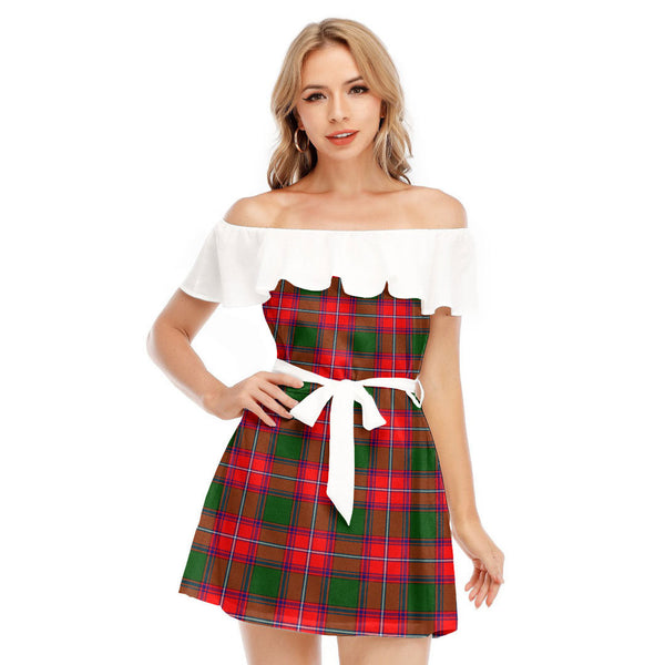 Rattray Modern Tartan Plaid Off-shoulder Dress With Ruffle