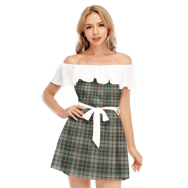 Craig Ancient Tartan Plaid Off-shoulder Dress With Ruffle