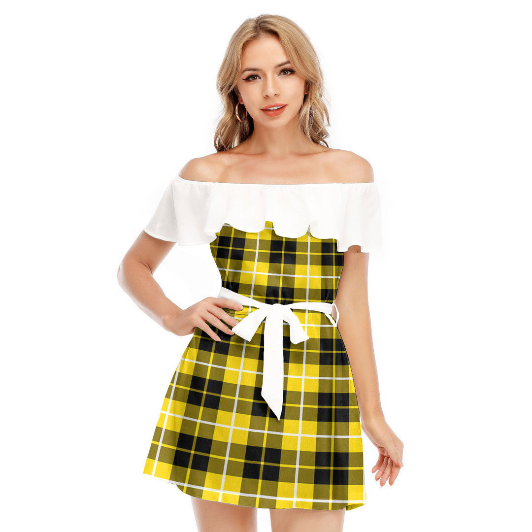 Barclay Dress Modern Tartan Plaid Off-shoulder Dress With Ruffle