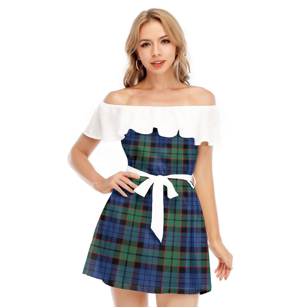 Fletcher Ancient Tartan Plaid Off-shoulder Dress With Ruffle