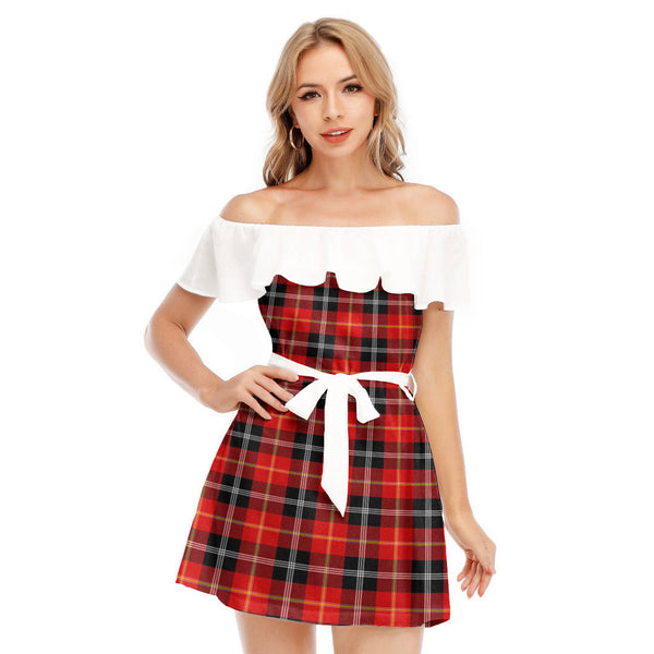 Marjoribanks Tartan Plaid Off-shoulder Dress With Ruffle